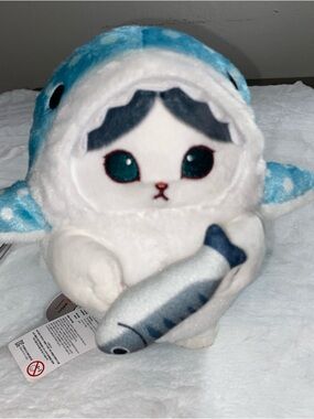 mofusand cat shark with baby fish 8” plush